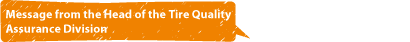 Message from the Head of the Tire Quality Assurance Division.