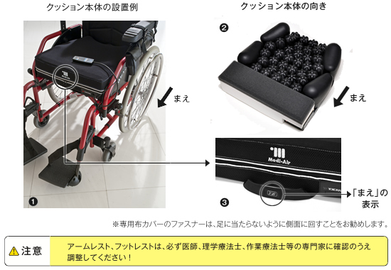 車いすへのメディエア設置方法